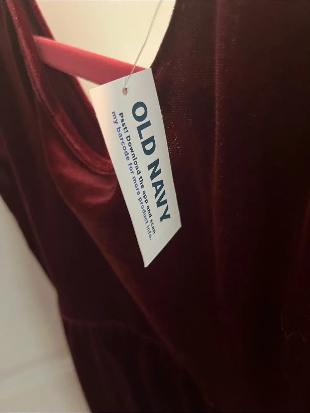 Old Navy Girls' Velvet Long-Sleeve Dress - Burgundy Size large 10-12